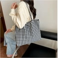 thumbnail image 4 of SPEKSEE Gingham Tote Bag Vintage Shoulder Tote Lightweight Shoulder Bag Gingham Large Capacity Handbag, 4 of 7