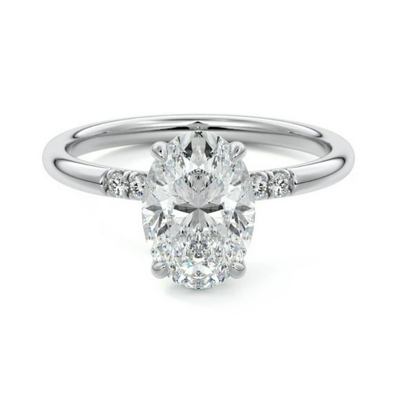 Golden jewel 14K White Gold Plated Wedding Ring - Oval Cut 1.9 Ct Lab Created Diamond Anniversary Ring - Wedding Engagement Bridesmaids Ring - Anniversary Gifts Clearance Ring - Diamond Jewelry