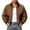 Brown, variant on Men's Faux Suede Motorcycle Biker Jacket Vintage Zip Up Cropped Coat Casual Long Sleeve Bomber Jacket with Multi Pockets
