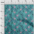 thumbnail image 1 of oneOone Cotton Poplin Dusty Teal Green Fabric Leaves & Flamingo Dress Material Fabric Print Fabric By The Yard 42 Inch Wide, 1 of 4