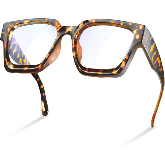 Oversized Eyewear Frame for Woman and Men - Rectangle Fashion Glasses for Computer, Chic Preppy Frame