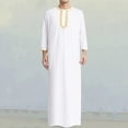 thumbnail image 2 of WEAIXIMIUNG Mens Dress Shirts Long Sleeve Slim Fit Mens Embroidered Robe Arab Hui Solid Color Ribbon Robe Dubai Travel Robe, 2 of 7