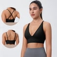 thumbnail image 2 of VISALY Women's Convertible Cross Back Sports Bra Deep V-Neck Longline Seamless Padded Yoga Bra Adjustable Straps Workout Running Fitness Athletic Bralette Workout Crop T-Shirts Bras Vest Black M, 2 of 9