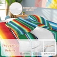 thumbnail image 5 of Colorful Stripes Twin Size Comforter Set, Modern Blue Green Red Yellow Mexican Stripes Bedding for All Seasons, 4 Pcs Bed Set, 1 Quiltcover (68"x86") ,1Sheet(67"x116"), 2Pillowcases (30"x20"), 5 of 11