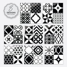 Smart Tiles Peel and Stick Backsplash, 5 Adhesive Tiles, Vintage Black/White, 9"x9"