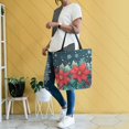 thumbnail image 4 of FORMRS Womens Canvas Tote Bag with Zipper Inner Pocket Shoulder Handbag, Christmas Poinsettia, 4 of 7