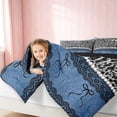 thumbnail image 5 of Erosebridal Leopard Satin Bow Ribbon Queen Bedding for Girls, Cheetah Animal Print Lace Bedding Comforter Set Queen, Black Reversible 7 Pieces, 5 of 6