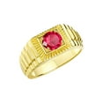 thumbnail image 4 of RYLOS Men's Ring Yellow Gold Plated Silver Ring, 7MM Round Shape Gemstone Designer Style Rings Ruby July Birthstone Rings Silver Size 9, 4 of 7