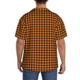 thumbnail image 3 of Fotbe Black And Orange Houndstooth Camisa Estampada de Manga Corta para Hombre, Casual de Verano, Estilo Playero, Sin Arrugas-X-Large, 3 of 5
