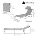 thumbnail image 2 of Adjustable Light Grey Outdoor Chaise Lounge with Sun Shade - Patio & Garden Lounger Chair for Beach, Camping & Backyard Relaxation - 73.5" x 22.8", 2 of 7