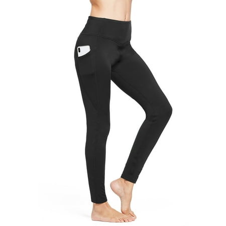 BALEAF Women's Fleece Lined Leggings Winter Yoga Leggings Thermal High Waisted Pocketed Pants Black S