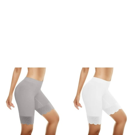 Wijhcboe 2 Pack Seamless Underwear Cotton Women Non Shorts For Underskirt Hiking Underwear Women Ladies Anti Scratch Underwear Size 9 Womens Underwear Sexy Flat Shorts Lace Sheer Panties Lingerie un
