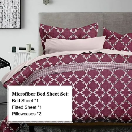 HGMart Bed Sheet Set Collection - 4 Piece Brushed Microfiber Bedding Sheet Set - Fade and Stain Resistant Hypoallergenic Deep Pocket Bedspread Set - Red, Twin (Best Stain Resistant Fabric)