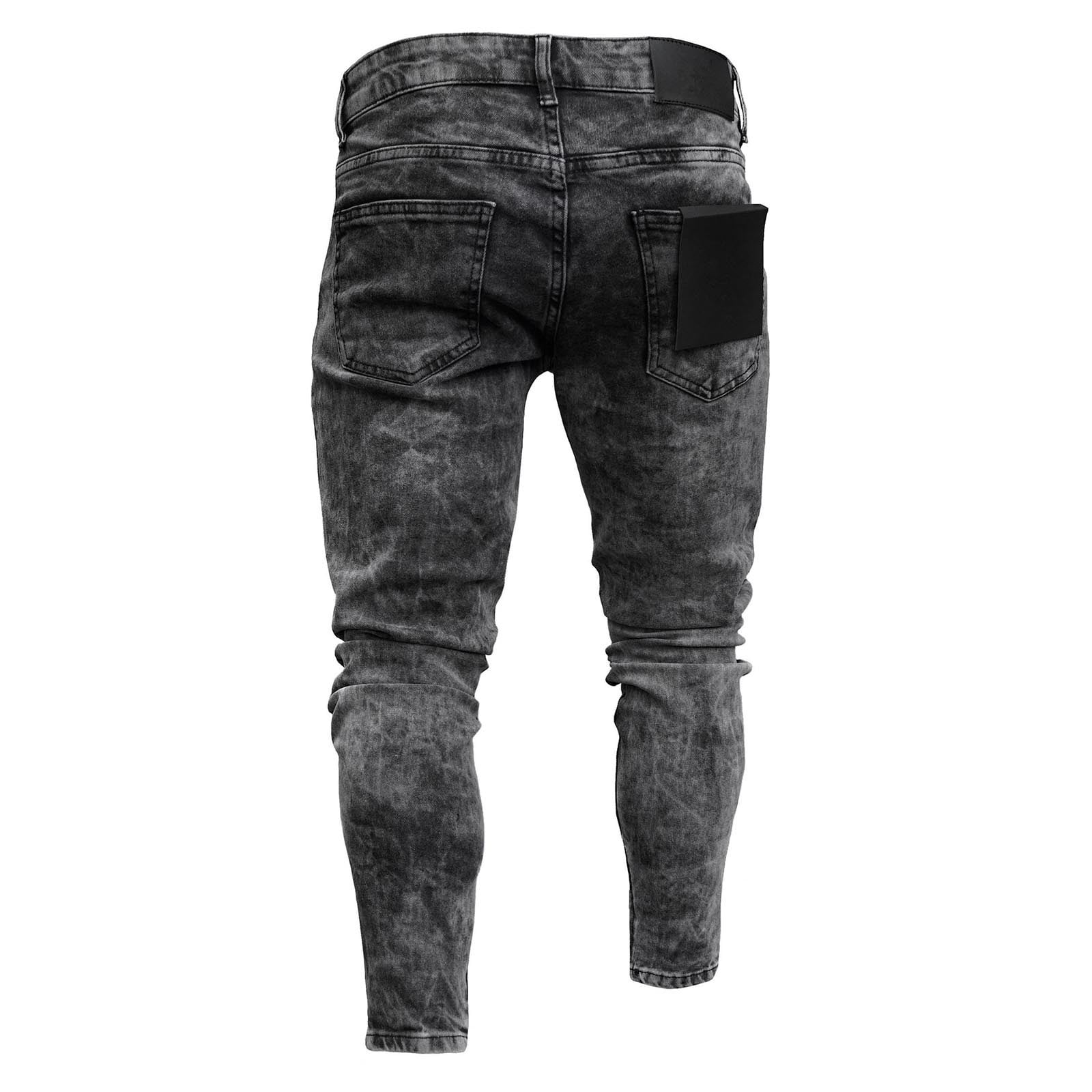 ZXHACSJ European And American Spring And Autumn Jeans Men's Side Pocket  Skinny Jeans Black XXL