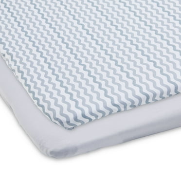 Parent's Choice 100% Microfiber Polyester Playard Sheets for Baby Boys and Girls, Gray Chevron, 2-Pack
