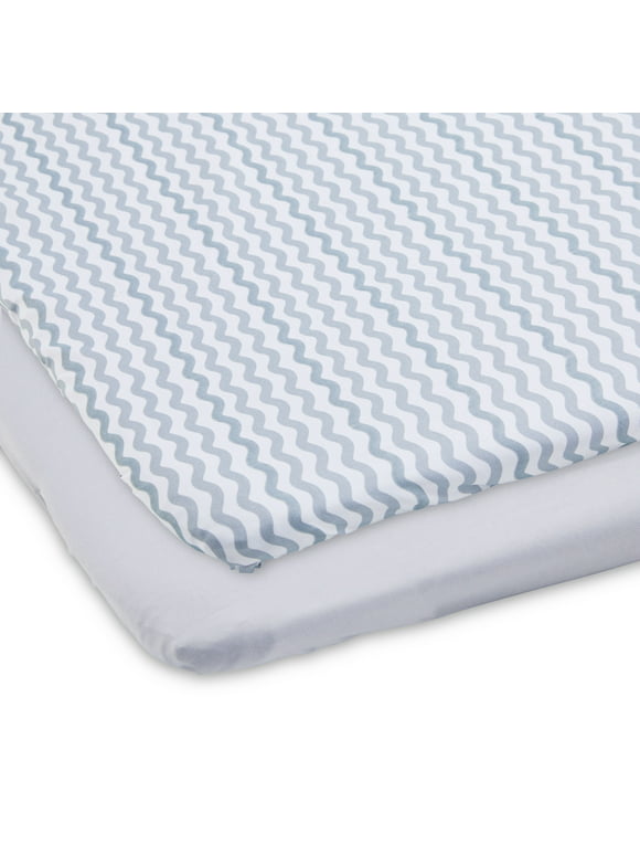 Parent's Choice 100% Microfiber Polyester Playard Sheets for Baby Boys and Girls, Gray Chevron, 2-Pack