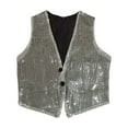 thumbnail image 5 of Sparkly Vest for Boys V-Neck Silver Vest Boys Girls Singing Group Show Boys' Fashion 4T, 5 of 5