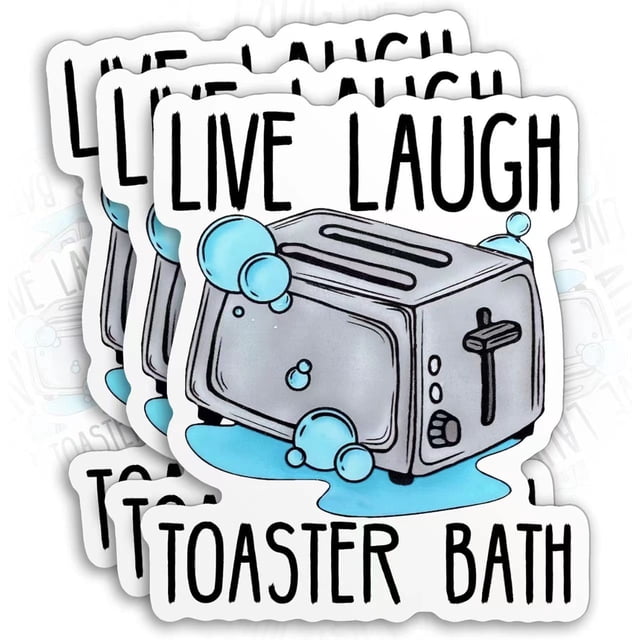 Adhesivo de baño Live Laugh Toaster, divertido diseño de tostadora, 5 x 5 cm