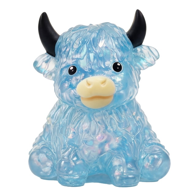 Soft Stress Sensory ,Soft Slow Rising squeezing Stress decrease ,Cute Cattle with Big Horns Border Toy Slow(Light Blue)