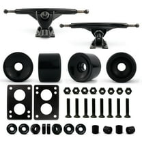 Victory Jump Longboard Skateboard Trucks and Wheels Set, Skateboard Accessories, Skateboard Trucks 7 inch, Skateboard wheels 70mm, Skateboard Bearings (7 inch Black Truck w 70mm Black Wheels)