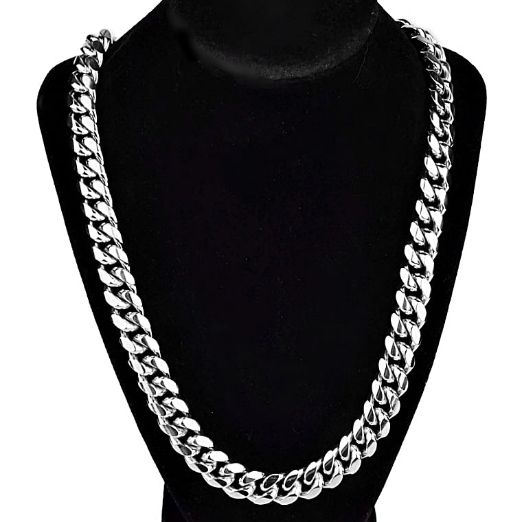 Men's Large Heavy 15mm Wide Stainless Steel Necklace Chain Link Silver 24  Inch