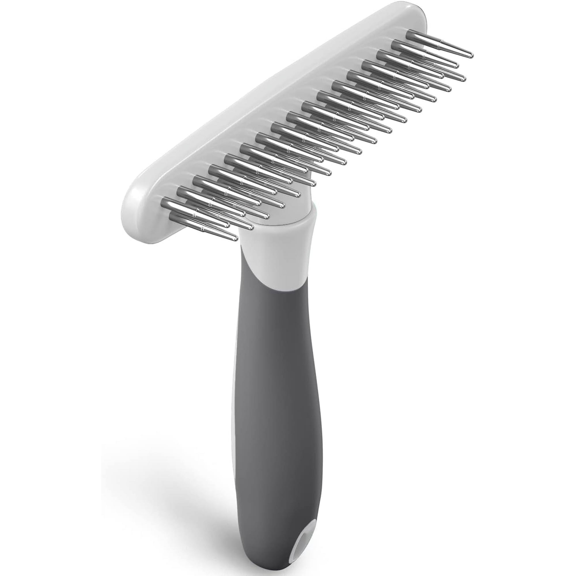 Dog rake deshedding dematting Brush Comb - Undercoat rake for Dogs, Cats, matted, Short,Long Hair Coats - Brush for Shedding, Double Row Stainless Steel pins - Reduce Shedding by 90% (White)