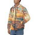 thumbnail image 3 of Goofa Tropical Sunset Beach Scene Pattern Mens Full-zip Hoodie, Zip-up Pullover Hooded Sweatshirt, Kangaroo Pocket Hoodie Ideal for Daily Wear, Travel, and Home-3X-Large, 3 of 5