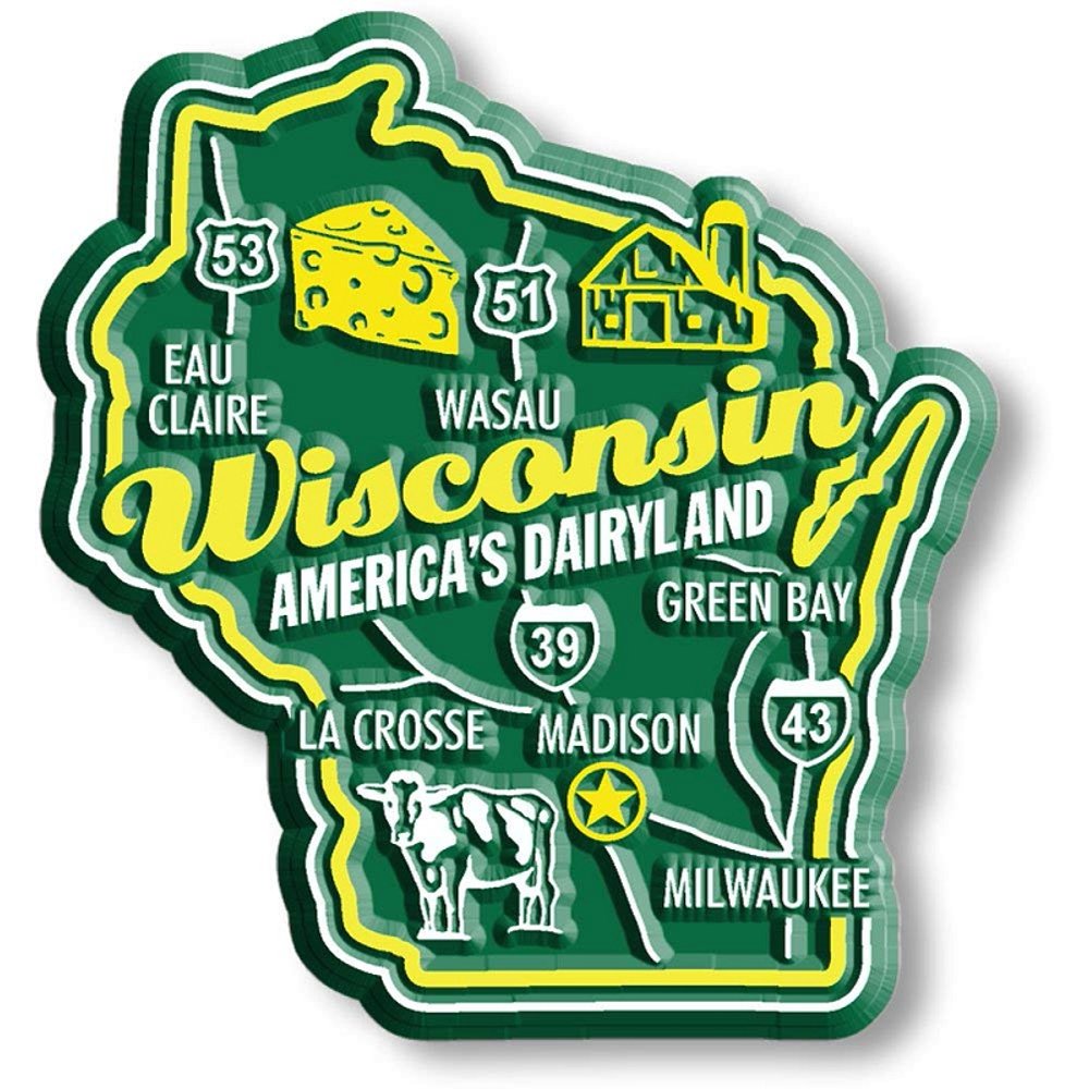 Wisconsin Americas Dairyland State Premium Map Fridge Walmart