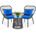 Dextrus 3Piece Wicker Bistro Set, AllWeather Rattan Chairs & Glass