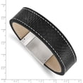thumbnail image 4 of Stainless Steel Bracelet Men's Box mm 8.25 in Brushed Black Leather 8.25in, 4 of 4