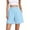 Light Blue, variant on Women's High Waist Frayed Hem Shorts Above Knee Length Casual Stretch Loose Wide Leg Short Pants Summer Bermuda Shorts with Pockets