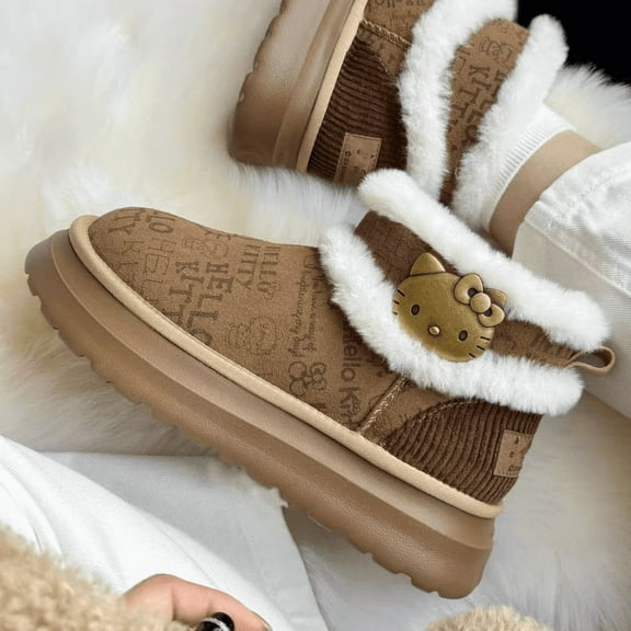 Sanrio Hello Kitty Snow Boots Cartoon Women's Winter Shoes Cute Warm Christmas Gift