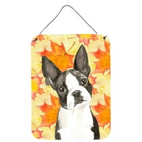 Fall Leaves Boston Terrier Wall or Door Hanging Prints