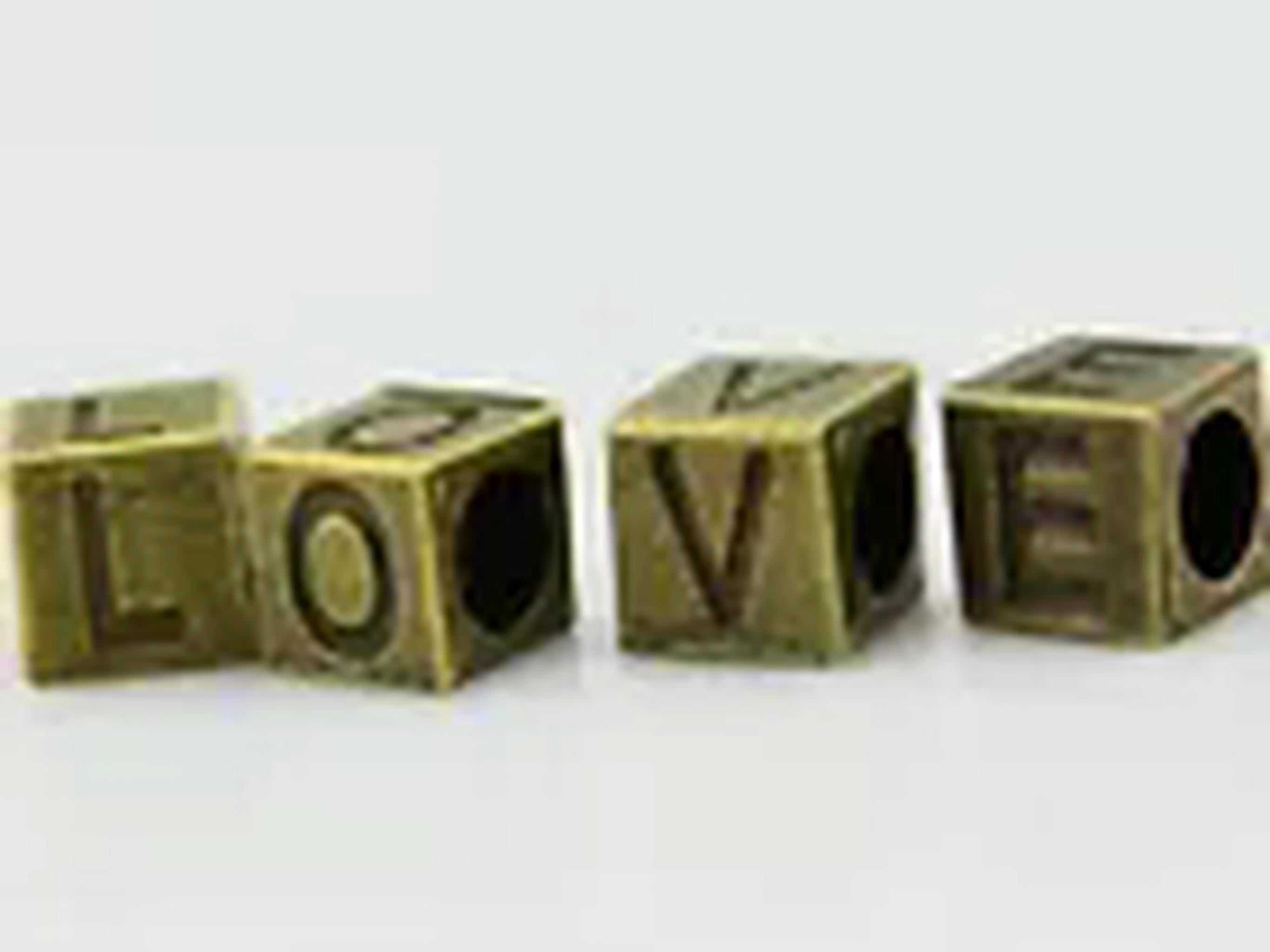 U8MO 130 Bronze Tone Alloy Alphabet Letter "A-Z" Cube European Charm Beads 7X7mm