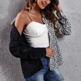 thumbnail image 4 of Blusa a cuadros para mujer, camisa a cuadros informal elegante a la moda con botones y cuello vuelto de manga larga, tipo AM, 4 of 7