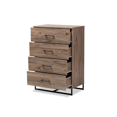 thumbnail image 3 of Baxton Studio Daxton Moderne et Contemporain Bois Finition Chêne Rustique Commode de Rangement 4 Tiroirs, 3 of 5