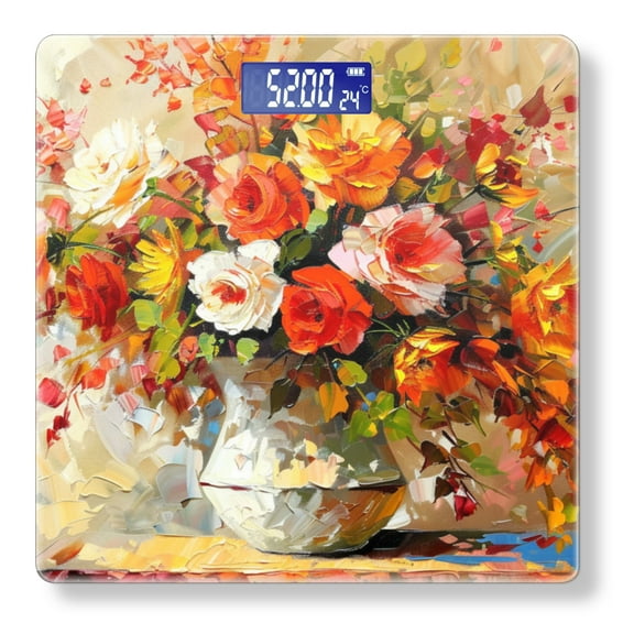 High Precision Body Weight Scale Smart Bathroom Scales with Large LCD Display(400lbs),Decorative for Bedroom-Bouquet Of Roses In Old White Vase On The Table