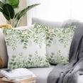 thumbnail image 2 of Sage Green Eucalyptus Throw Pillow Covers 26x26 Inch Set of 2, Spring Summer Farmhouse Leaves Waterproof Outdoor Pillow Covers, Decorative Cushion Pillowcases for Couch, Sofa, Bed, Garden, Patio, 2 of 9