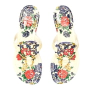 Tory Burch Womens Miller Sandal Printed Patent Leather (Ivory Tea Rose)
