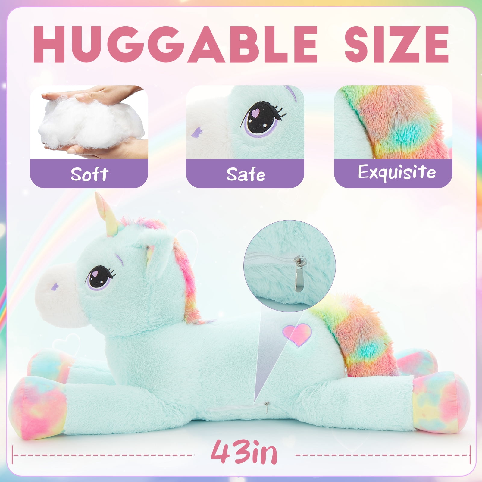 MaoGoLan 43'' Giant Unicorn Stuffed Animal Large Stuffed Unicorn Plush Toy
