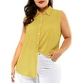 thumbnail image 4 of Women's Plus Size Sleeveless Office Button Down Tank Top, 4 of 7