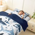 thumbnail image 4 of Manfei Ocean Shark Twin Comforter Sets, Kawaii Sealife Lover Bedding Set, Navy Blue, Blue Reversible, 2-Piece, 1 Comforter and 1 Pillowcase, 4 of 7