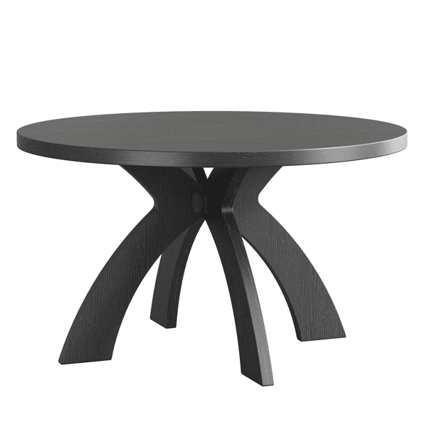 Round Coffee Table, 31.5 Inch Circular Center Table with Curved Cross Legs, Melamine Laminated MDF Accent Table for Living Room, Apartment, Black