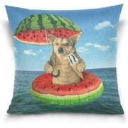 Wellsay Dog On Watermelon Inflatable Circle Velvet Oblong Lumbar Plush Throw Pillow Cover/Shams Cushion Case with Zipper 20" x 20" for Couch Sofa Pillowcase Only