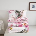 thumbnail image 5 of meiyoeat Cherry Blossom Kitten Theme Queen Comforter Set,Gray Cute Cat Print Comforter Sets Queen For Girl,Reversible,3Pcs,1 Comforter And 2 Pillowcases, 5 of 7