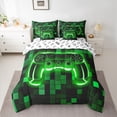 thumbnail image 2 of Castle Fairy Geometric Gamer Twin Bedding Sets,Honeycomb Hexagon Bedding Comforter Set, 2 of 8