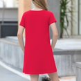 thumbnail image 6 of YOUYEDIAN Vermilion Girls Dresses Size 10-12 2025 Summer Casual Dress Short Sleeve Plain T Shirt Dress Crew Neck Midi Dress,Vermilion 2-3 Years, 6 of 6