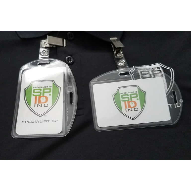 10 Pack - Clear Plastic ID Badge Holders - VERTICAL OR HORIZONTAL