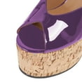 thumbnail image 3 of YDN Women's Peep Toe Wedge High Heels Buckled Ankle Strap Sandals Platform Cork Heel Shoes Themed Party Evening Size 13 Purple, 3 of 5