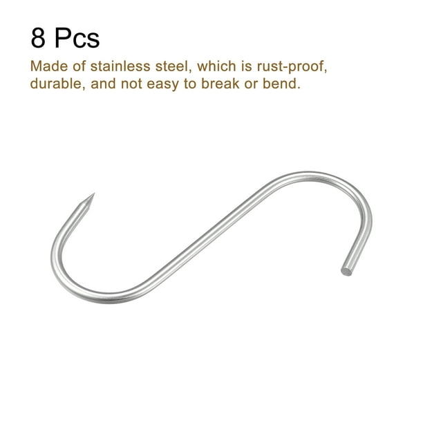 Uxcell 7.87 Meat Hooks, 0.31 Thick Stainless Steel S-Hook, Meat  Processing Hanging 8Pack 